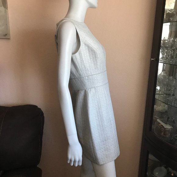 NWT Tahari Ivory Silver Jacquard Sheath Dress - Picture 5 of 9